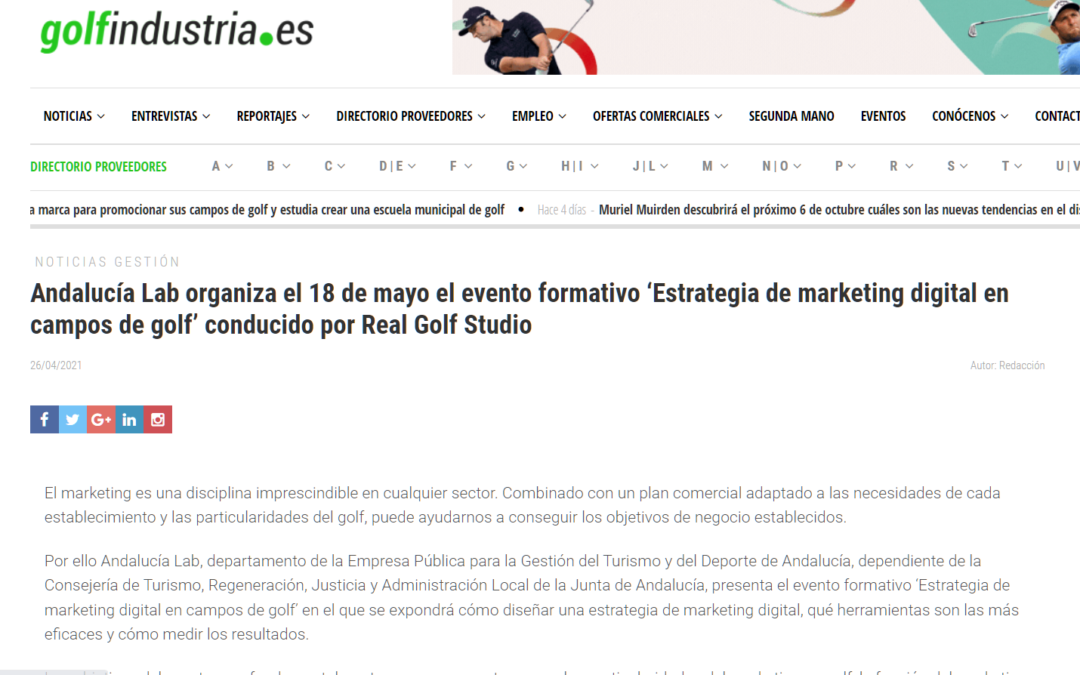 RGS imparte el curso ‘Estrategia de marketing digital en campos de golf’ organizado por Andalucía Lab